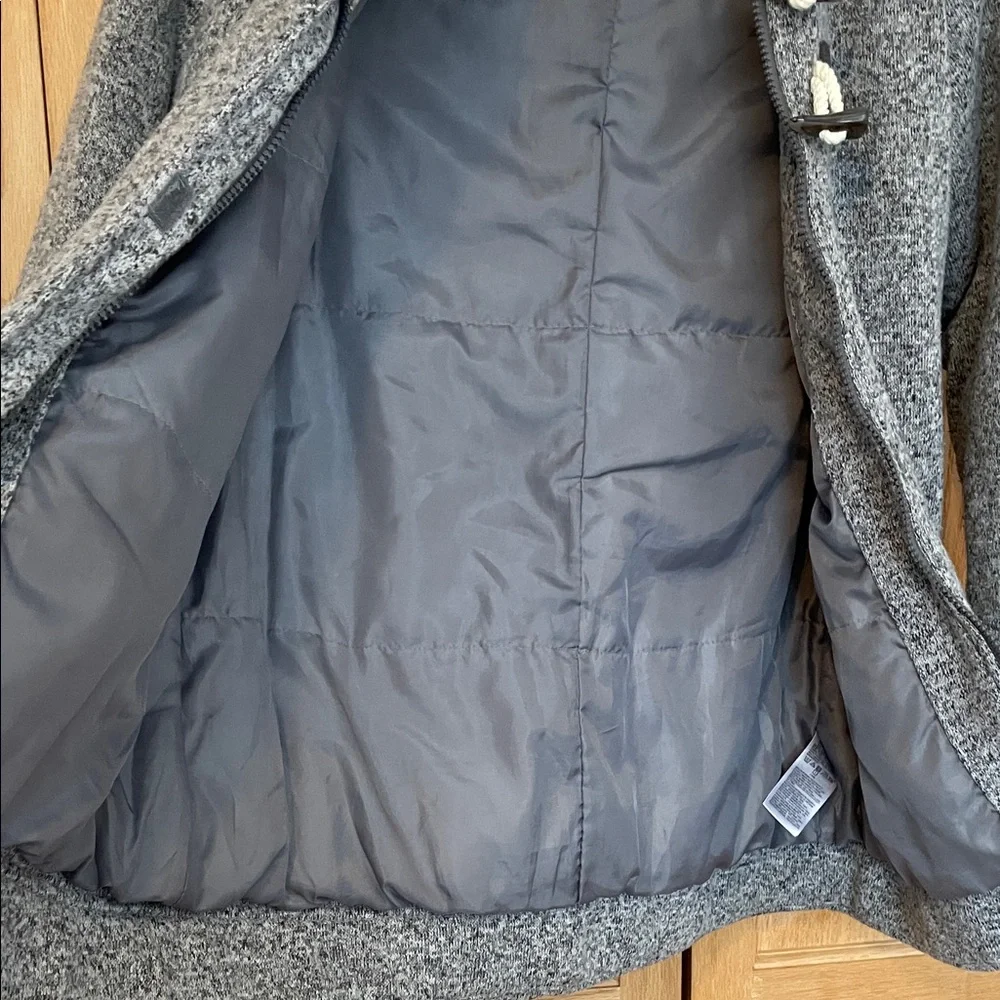 Old Navy Gray Jacket Girls Hooded Coat Faux Fur Zipper size 14